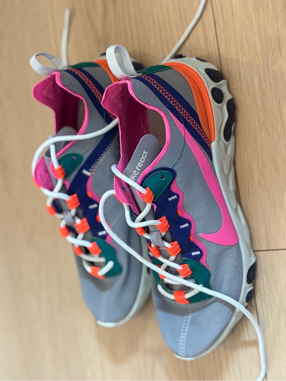 Nike Womens Gray Sneakers with Pink, Orange & Green Accents